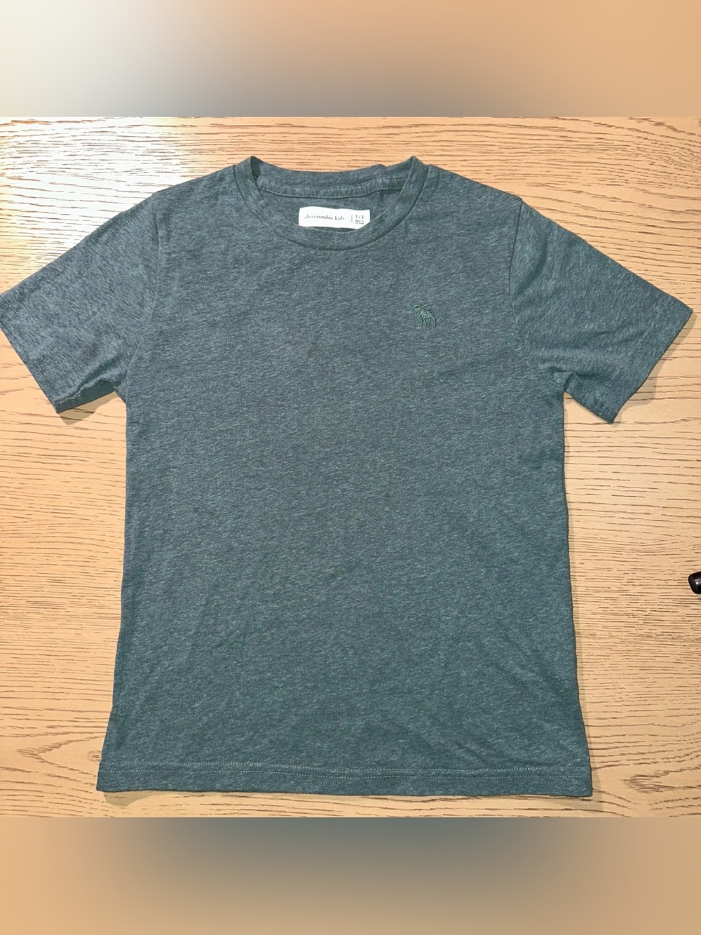 Abercrombie Kids Boys Green Solid Logo Moose T-Shirt Crew Neck Short Sleeve A363
